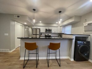 Fridge, microwave, oven, stovetop - Central Apartment by UNMC, Walk Everywhere (Omaha)