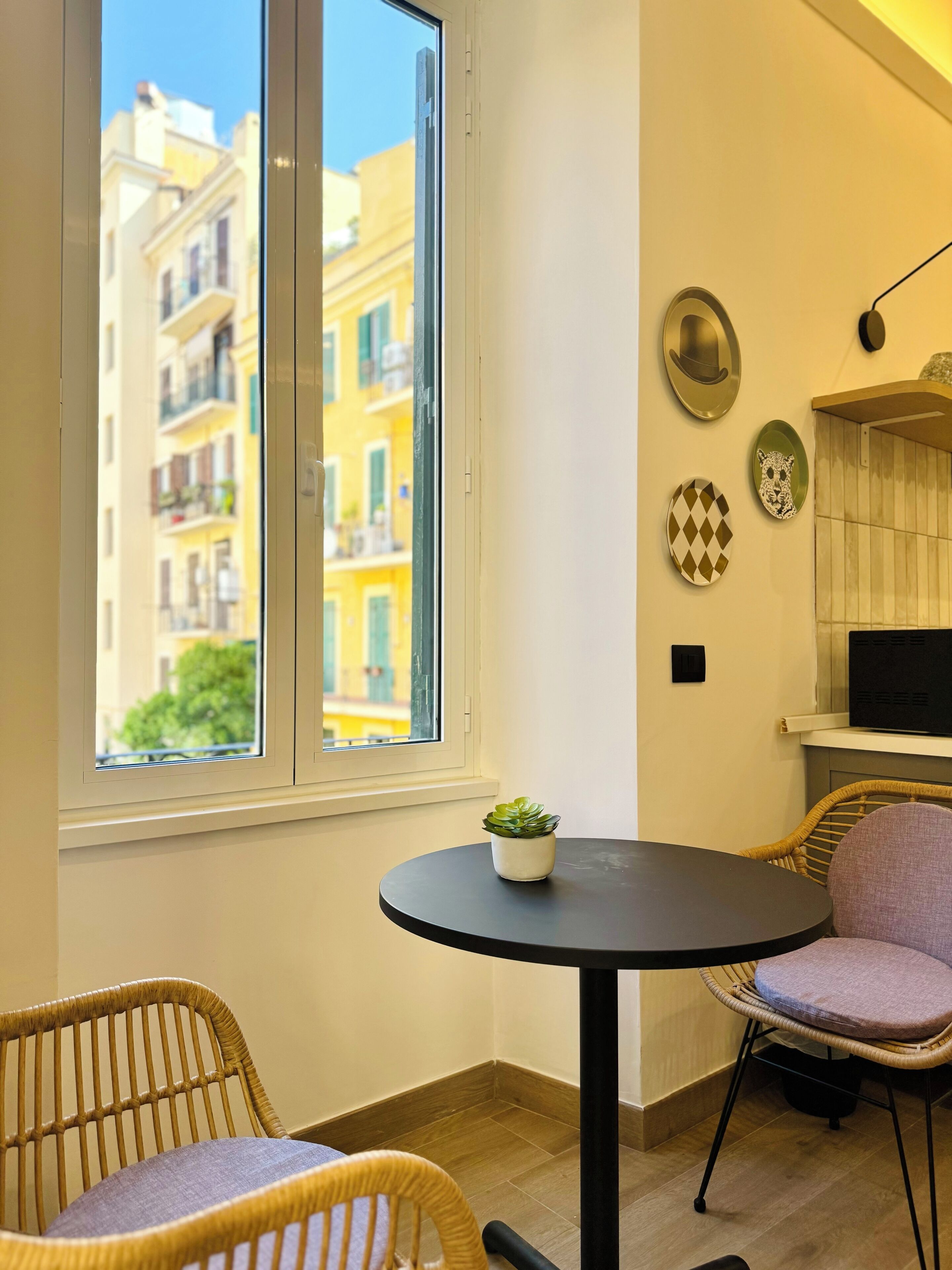 Mini-fridge, microwave, cookware/dishes/utensils