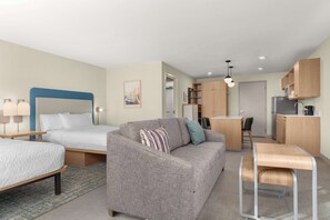 Studio Suite, 2 Queen Beds | Private kitchen | Full-size fridge, microwave, stovetop, dishwasher