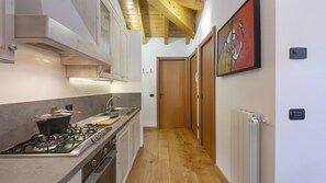 Fridge, oven, stovetop, cookware/dishes/utensils