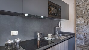 Kühlschrank, Mikrowelle, Herdplatte, Geschirrspüler