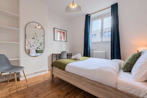 Desk, iron/ironing board, internet, bed sheets