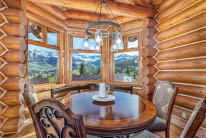 Dining - Spacious & welcoming 4 bedroom log townhome: views, private hot tub, ski/bike access (Mountain Village)