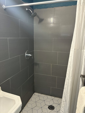 Standard Double Room, 2 Double Beds, Pet Friendly | Bathroom | Shower, towels, soap, shampoo. Budget Inn
