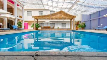 Indoor pool, pool umbrellas