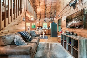 TV connectée, cheminée, livres