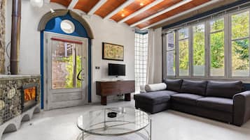 Televisión y chimenea