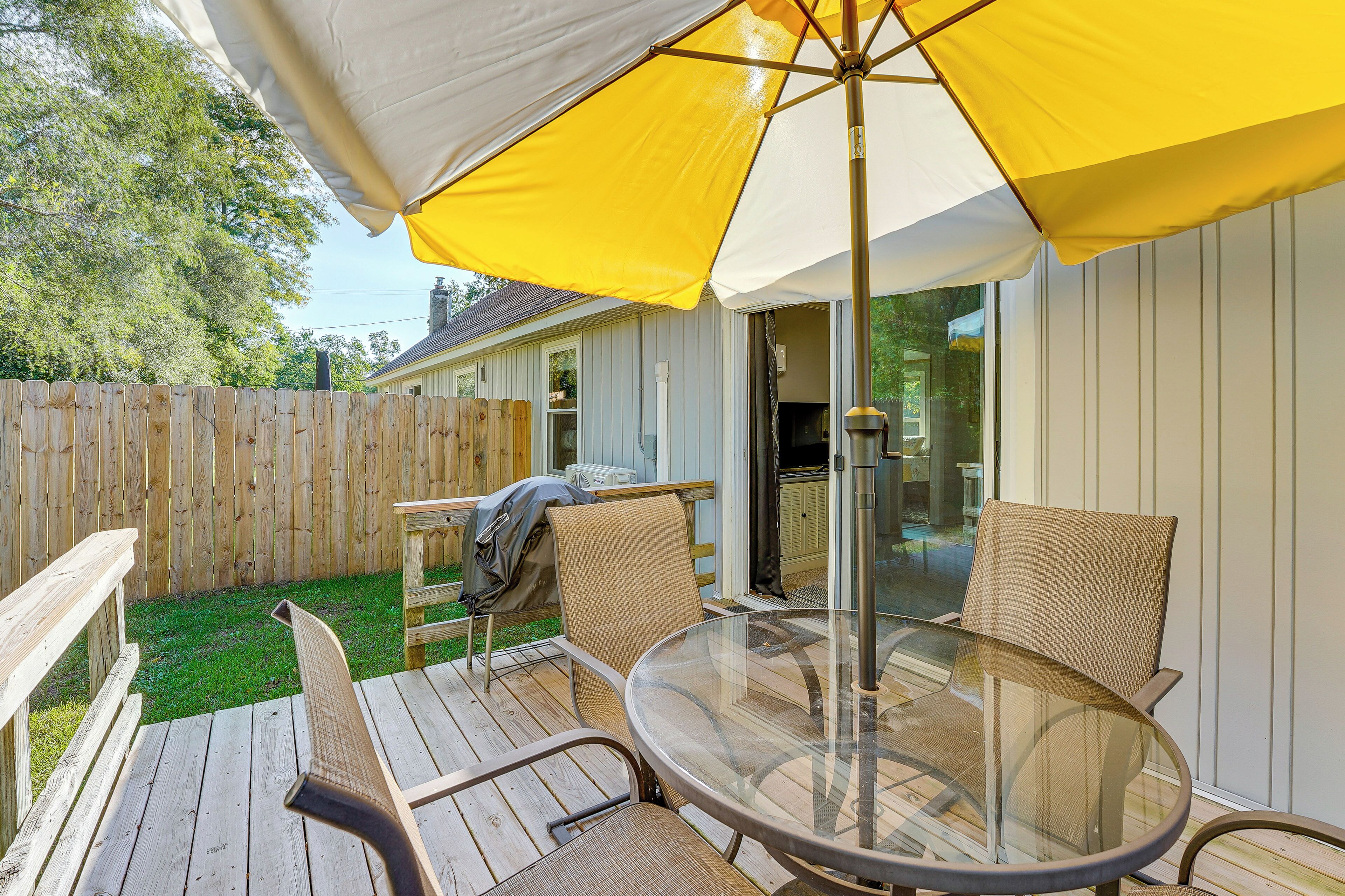 Wayland Vacation Rental | 2BR | 1BA | Steps Required | 600 Sq Ft