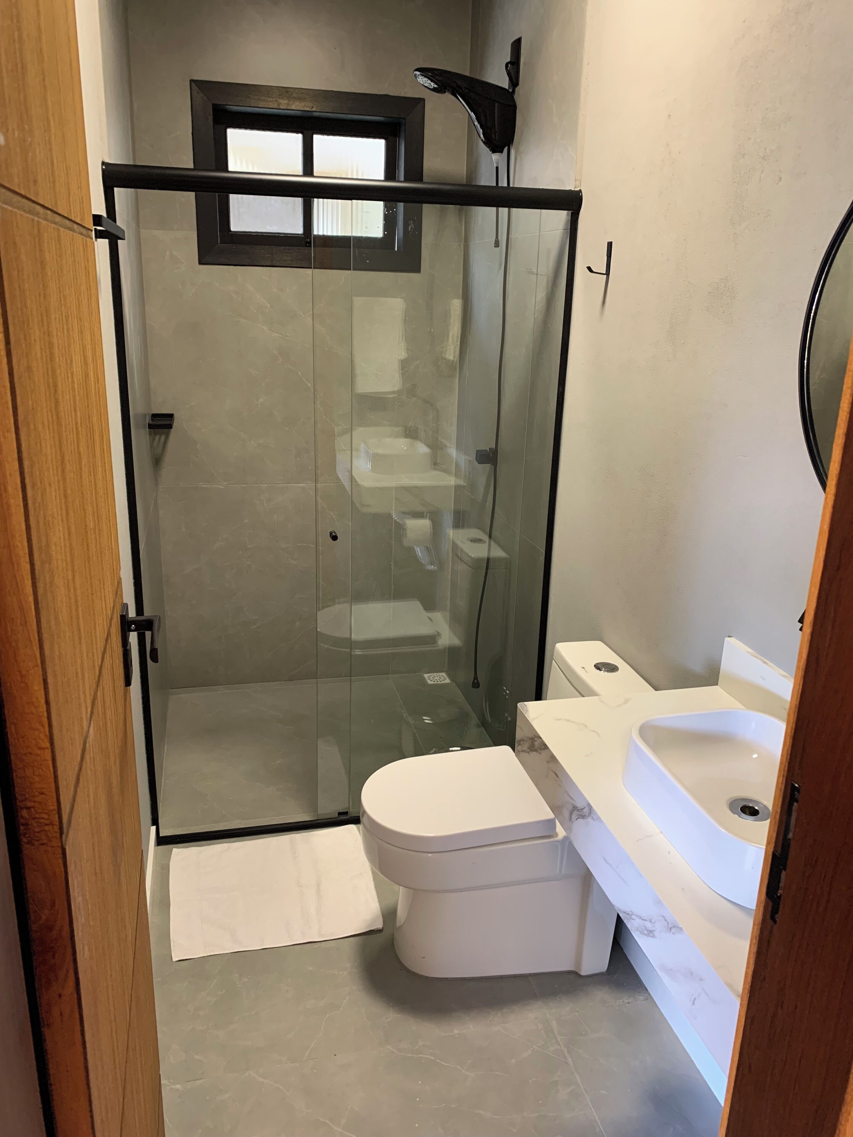 Shower, soap, toilet paper