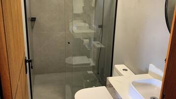 Shower, soap, toilet paper