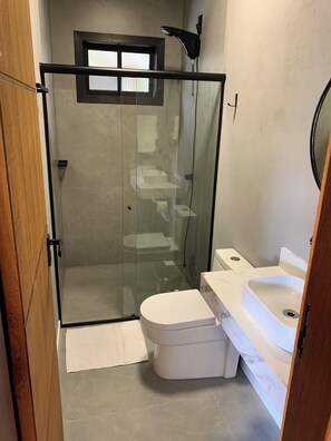 Shower, soap, toilet paper