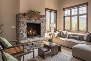 TV, fireplace