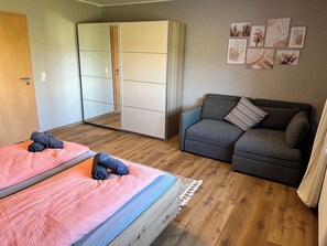 2 bedrooms, iron/ironing board, travel crib, WiFi