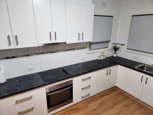 Fridge, microwave, oven, dishwasher