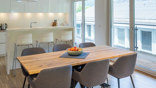Appartement Deluxe, vue montagne | Restauration dans la chambre