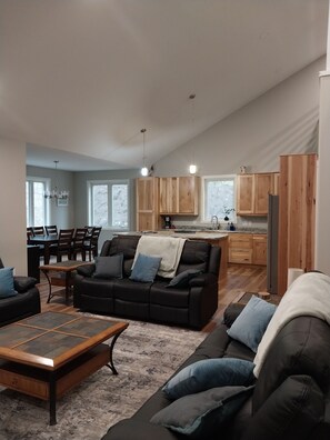 Smart TV, DVD player, foosball, books