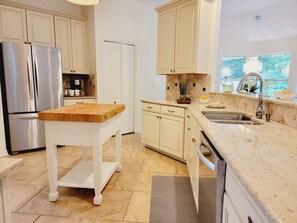 Fridge, microwave, oven, stovetop - Family-sized beach house with pool; walk to beach and restaurants (St. Augustine)
