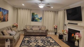 Smart TV, fireplace, video games, computer monitors