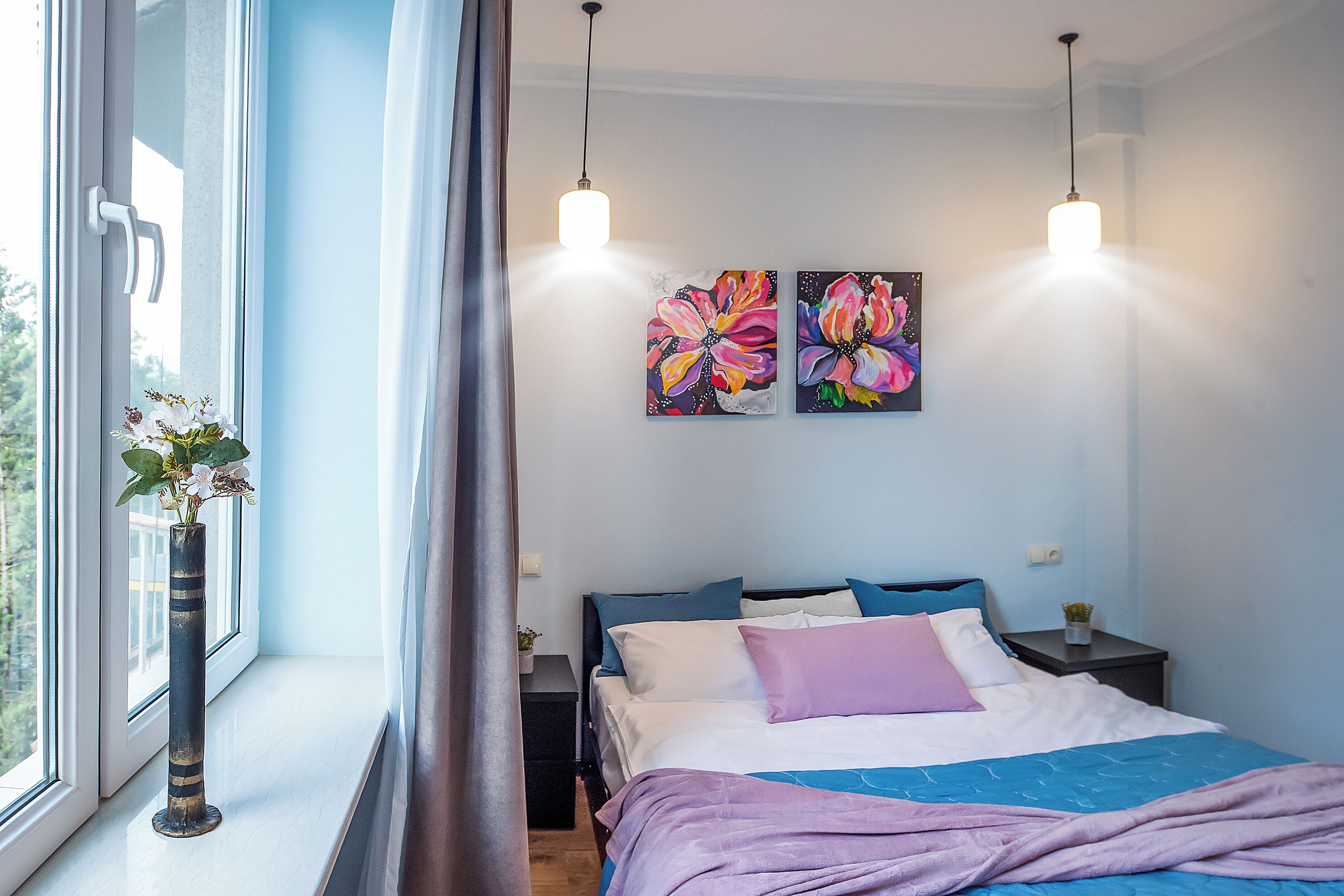 Departamento, balcón, vista a la ciudad | 1 habitación, cortinas blackout y tabla de planchar con plancha 