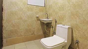 Shower, eco-friendly toiletries, towels, soap