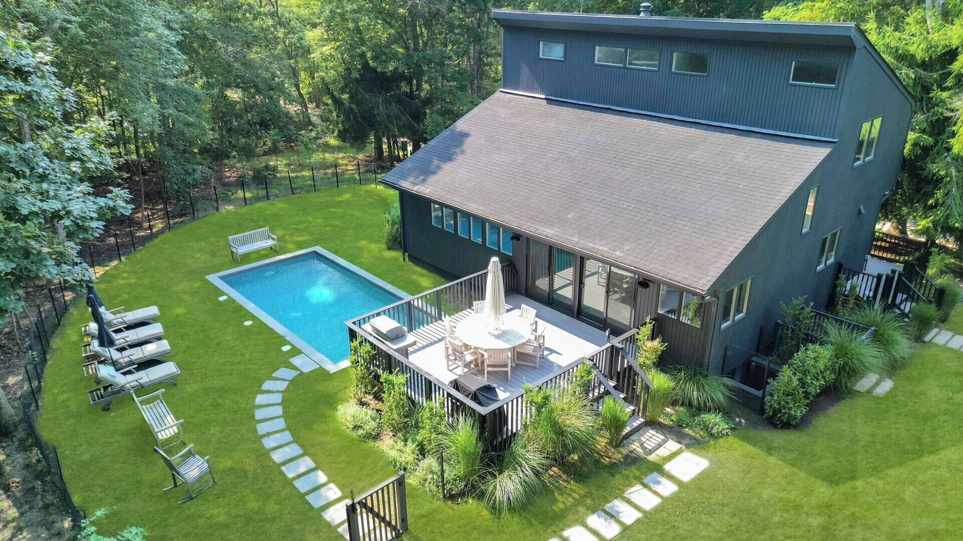 Contemporary Southampton getaway, private pool, backed to wood preserve,...