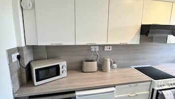 Fridge, microwave, oven, toaster