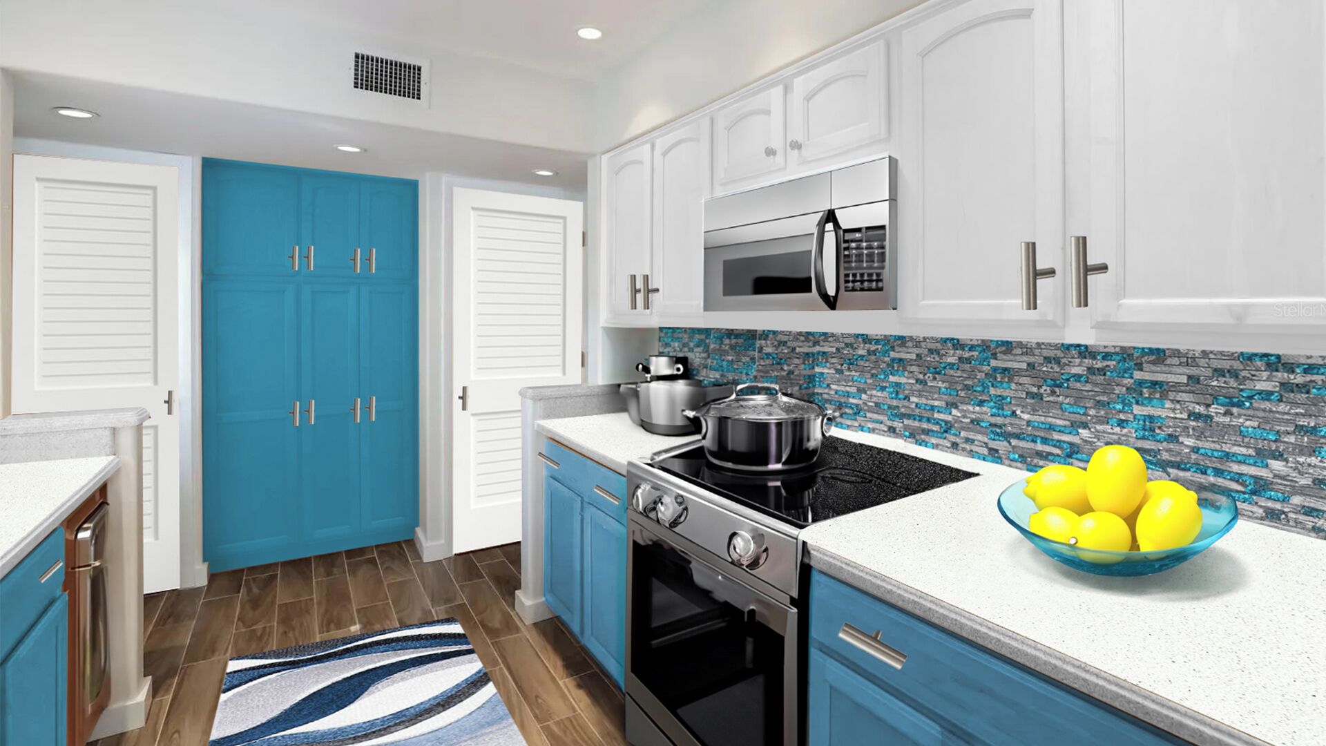 Kjøleskap, mikrobølgeovn, ovn og kokeplater