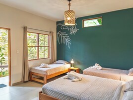 Family Quadruple Room, Garden View | Premium bedding, memory foam beds, laptop workspace