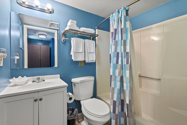 Room, 1 King Bed, Balcony, Ocean View (Oceanfront Inn Room #17) | Bathroom | Free toiletries, towels, soap, toilet paper