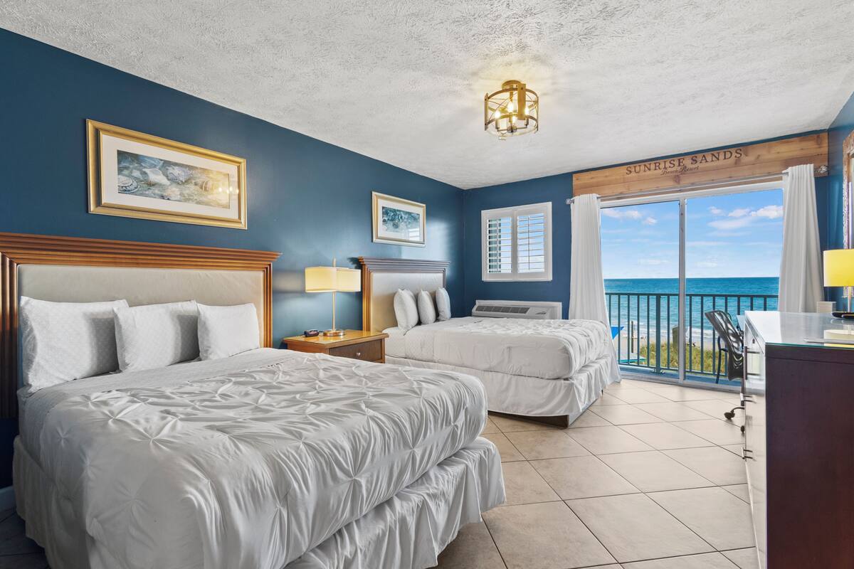 Room, 2 Double Beds, Balcony, Ocean View (Oceanfront Inn Room #22) | 1 bedroom, individually decorated, individually furnished, bed sheets