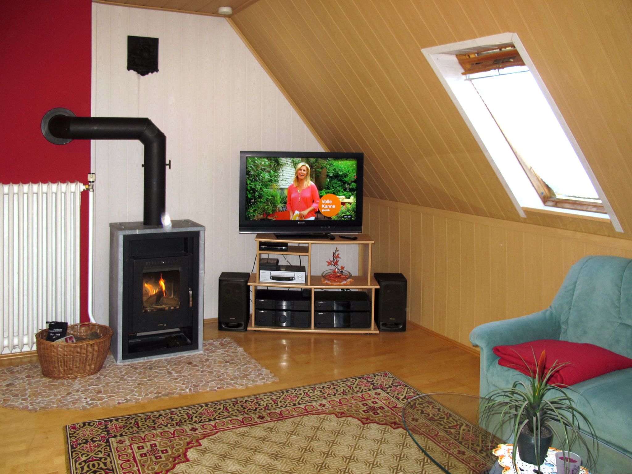 Fernseher, Kamin, DVD-Player