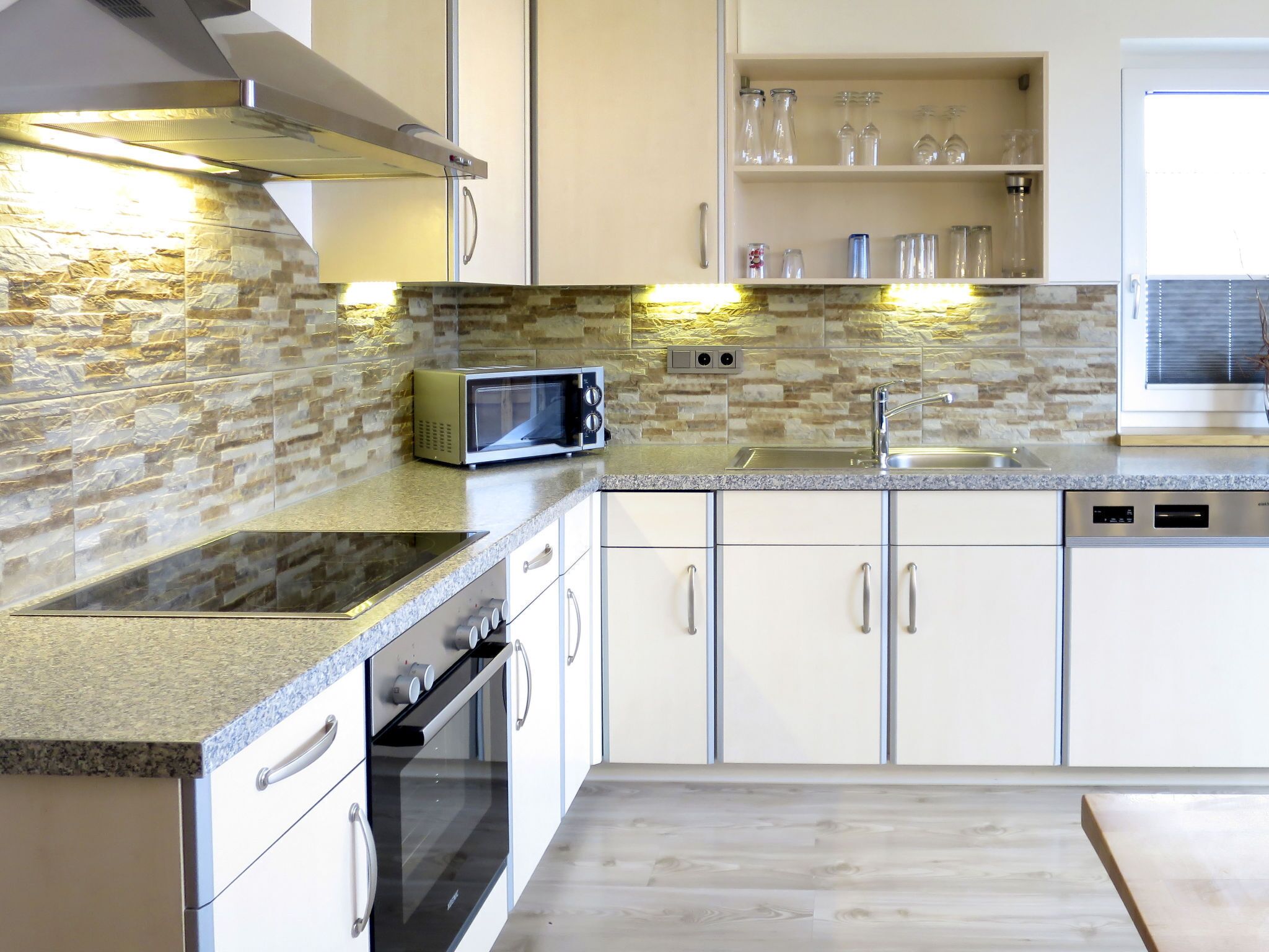 Fridge, microwave, oven, dishwasher