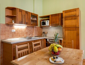 Fridge, microwave, oven, toaster
