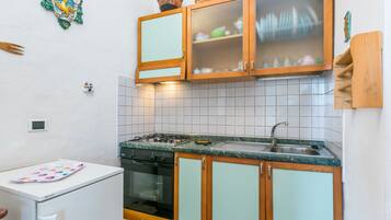 Fridge, oven, cookware/dishes/utensils