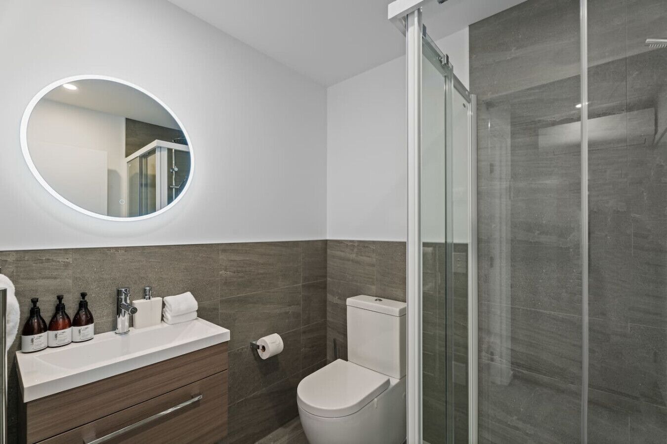 Eco-friendly toiletries, hair dryer, towels