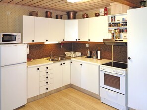 Kühlschrank, Mikrowelle, Ofen, Kochgeschirr/Geschirr/Besteck