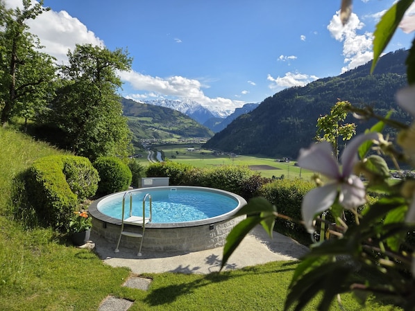 A swimming pool with a view of mountains and a valley. - Vacation home Egger by Interhome (Zell am Ziller)
