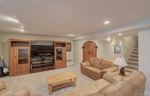 Smart TV, fireplace, computer monitors, printers