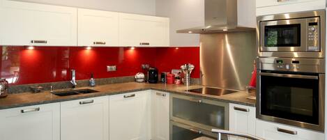Fridge, microwave, oven, dishwasher