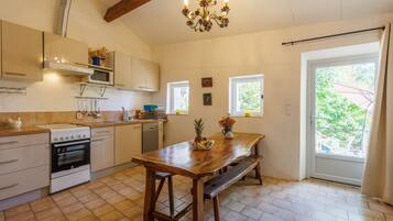 Fridge, microwave, oven, dishwasher