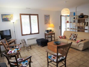 テレビ、暖炉、DVD プレーヤー