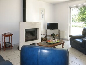 Televisión, chimenea