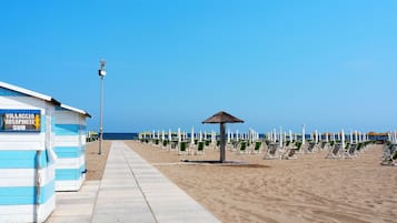 Beach nearby, sun loungers