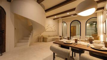 Villa, 1 King Bed, Pool View | Living area | 55-inch Smart TV with digital channels, Netflix, streaming services