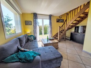 Televisión, chimenea y reproductor de DVD