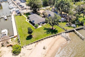 Exterior - Spend the Holidays on the Bay at One-Level House with Private Beach Access & Panoramic Bridge Views (Stevensville)