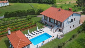 A large house with a swimming pool, surrounded by lush greenery and vineyards. - Vacation home Ana by Interhome (Labin)
