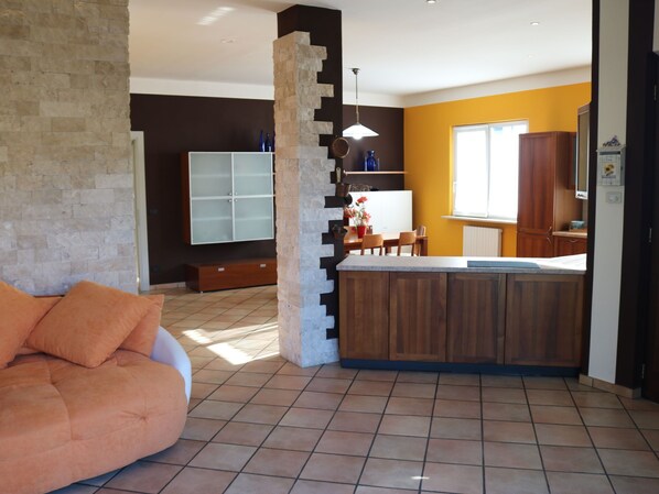 Televisión y chimenea 