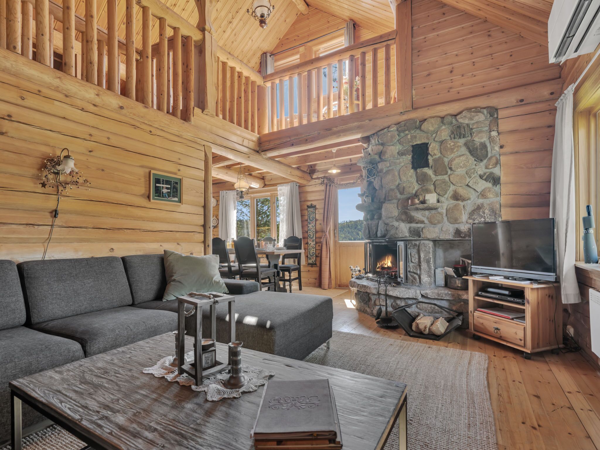 TV, fireplace