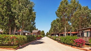 A paved road lined with trees and small buildings, likely part of a resort or campground. - Camping Village Laguna Blu by Interhome (Alghero)